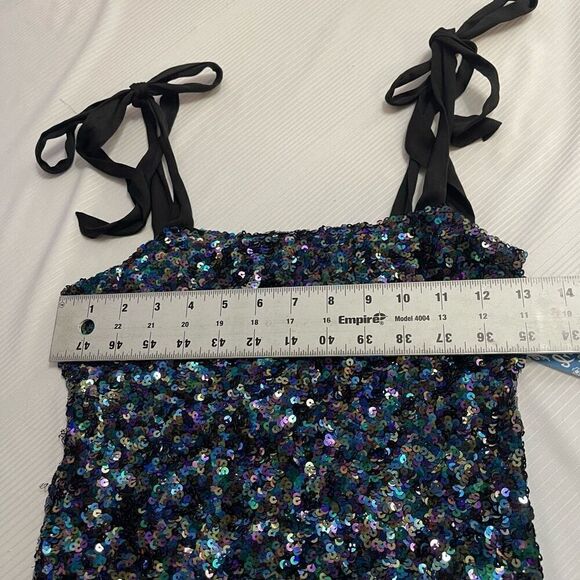 NWT Free People Intimately Hey Girl Tie Strap Sequin Cami Top in Night Sz Small - Picture 4 of 8